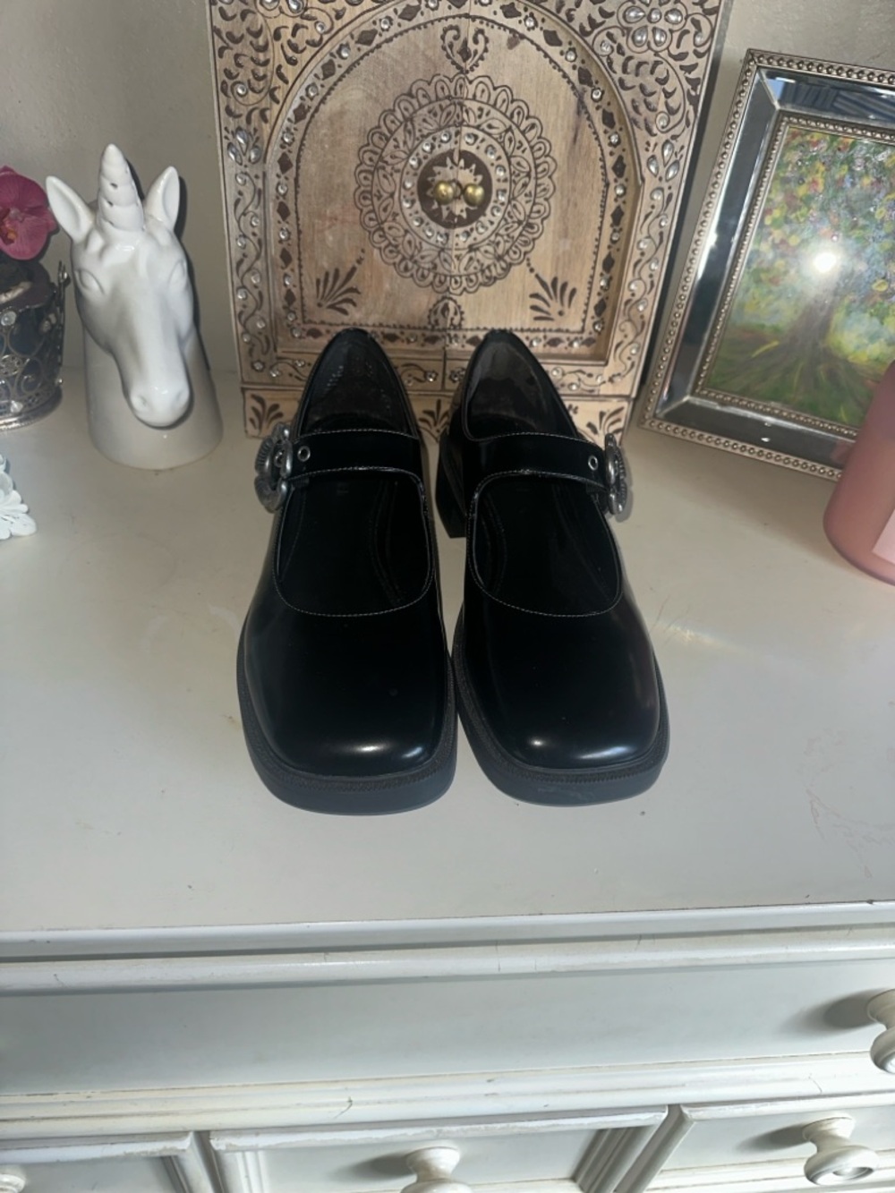COACH Tea Rose 🌹 Leather Mary Janes SZ 10 - Picture 4 of 6